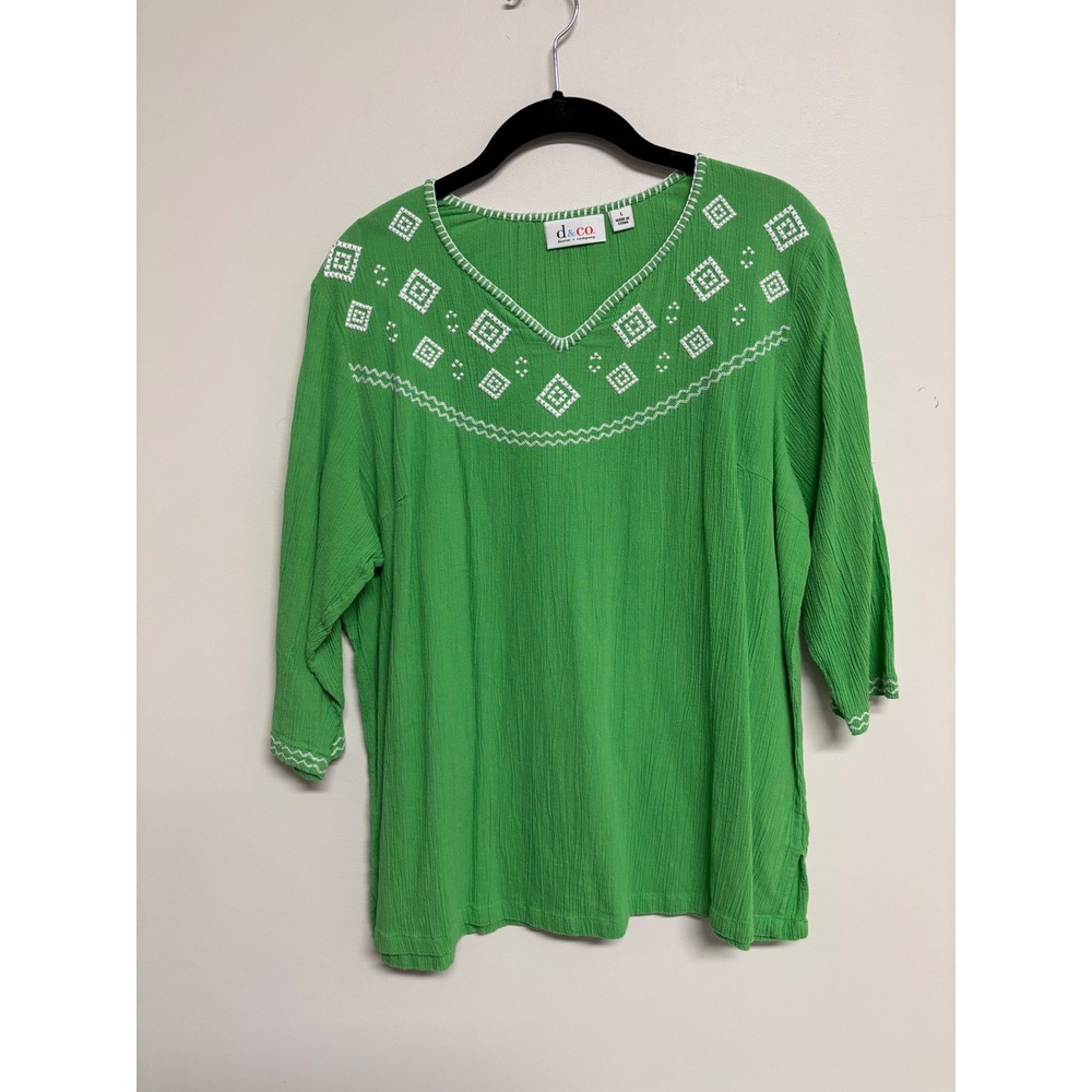 Women's‎ d&o. Embroidered Green Top Size L